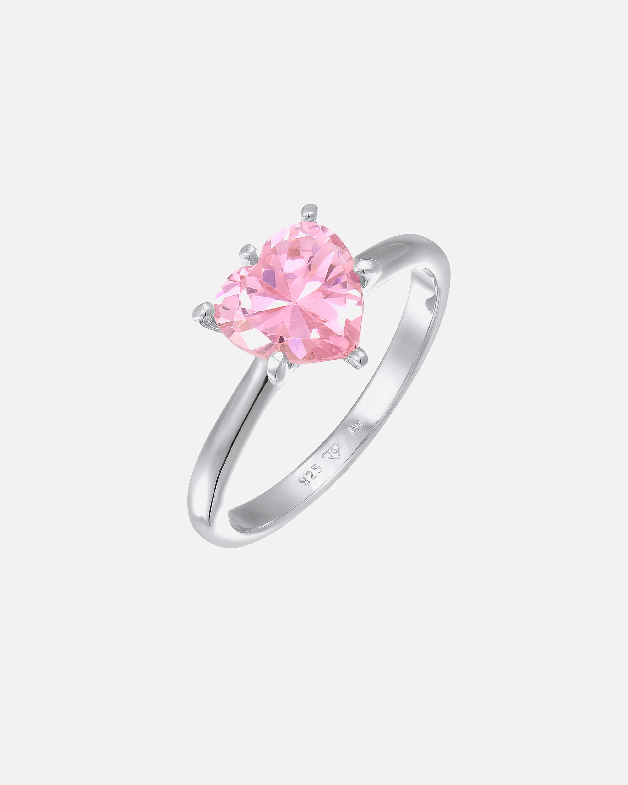 Ring für Weiblich Elli Herz Zirkonia Verlobungsring Solitär 925 Silber 56