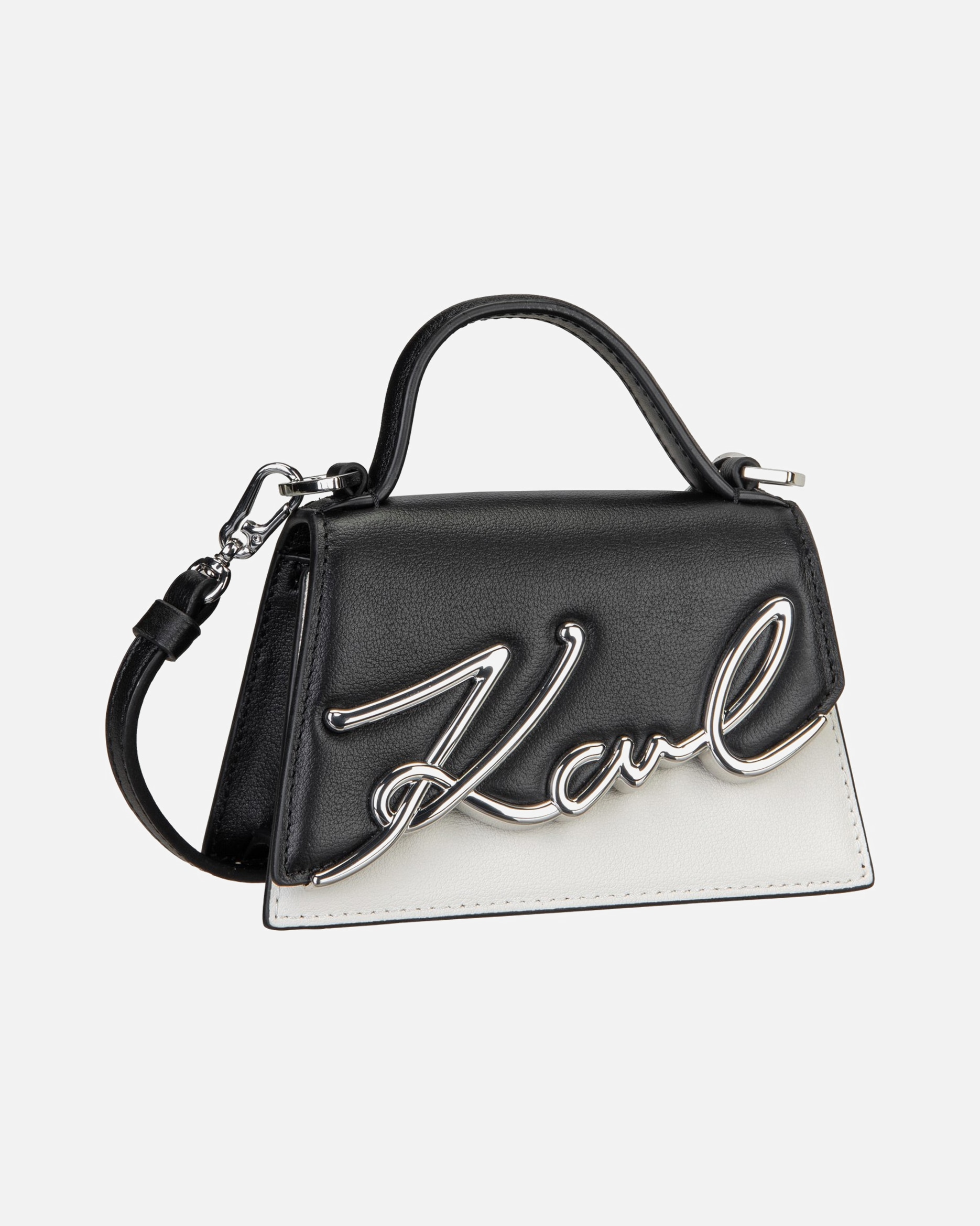 Handtasche für Weiblich Karl Lagerfeld Handtasche K/Signature 2.0 Nano Bag B/W Black/White