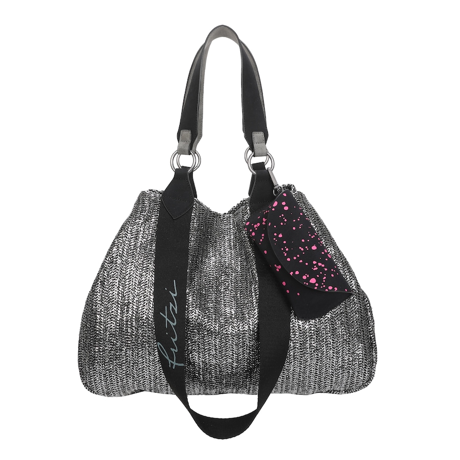 Fritzi aus Preußen Shopper Izzy Medium Limited Painted Straw mit abnehmbarem Brillenetui silber Schwarz Damen