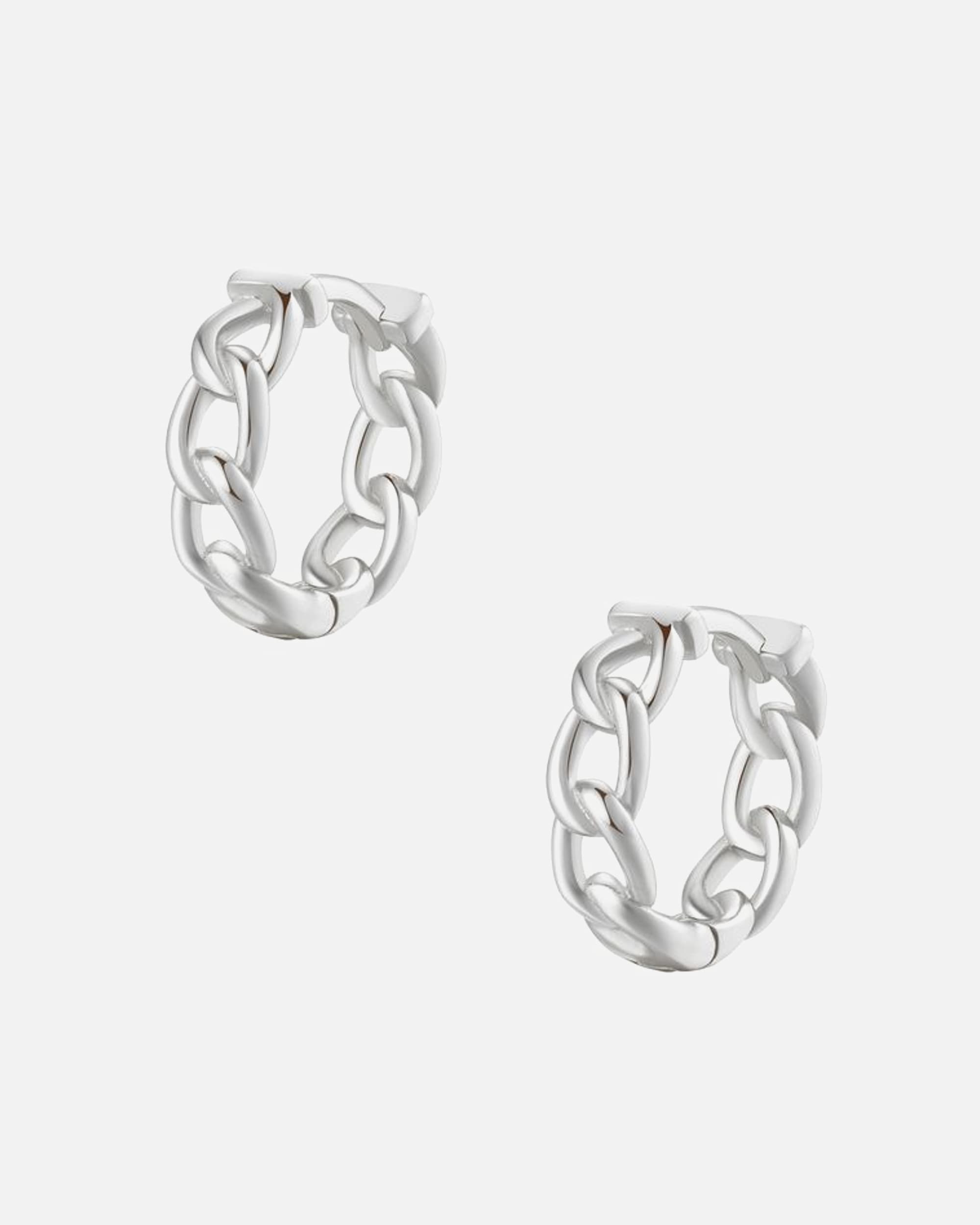 Ohrringe für Weiblich Hey Happiness Default Brand Line Chunky Gliederketten-Creolen aus 925er Sterlingsilber – coole Valentinstagsüberraschung Silber