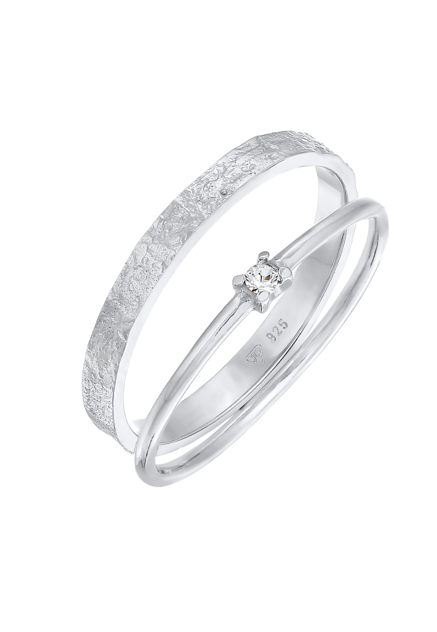 Elli 0er Set Solitär Bandring 925 Silber, mit Kristallen von Swarovski 56 Damen