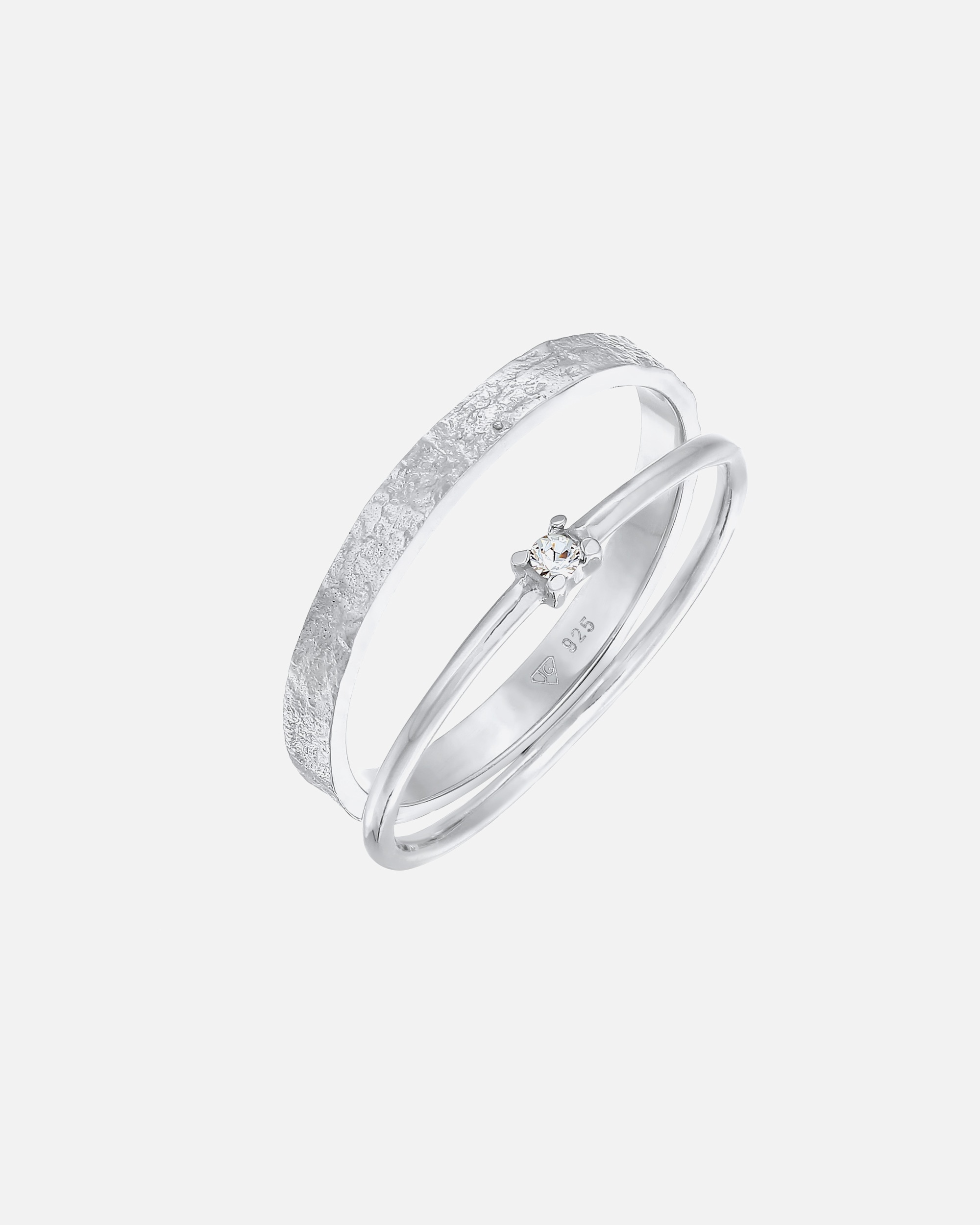 Ring für Weiblich Elli 0er Set Solitär Bandring 925 Silber, mit Kristallen von Swarovski® 52
