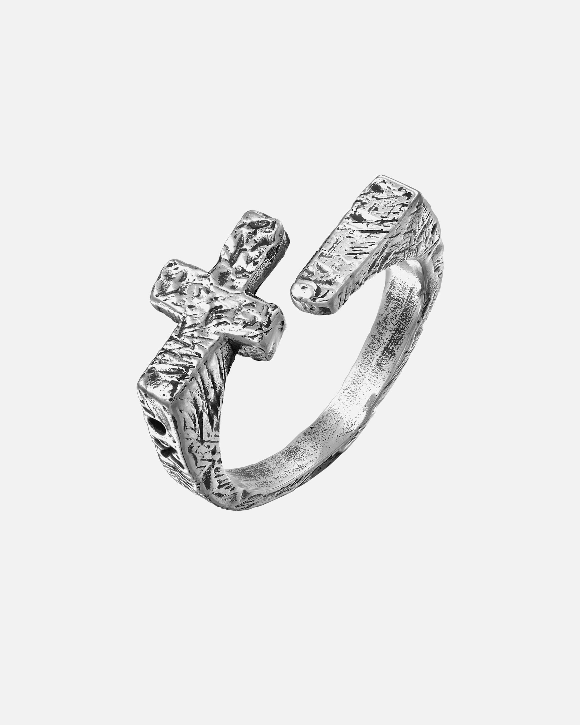 Ring für Männlich Haze & Glory Default Brand Line Siegelring Offen - Cross Bar 925 Silber 64