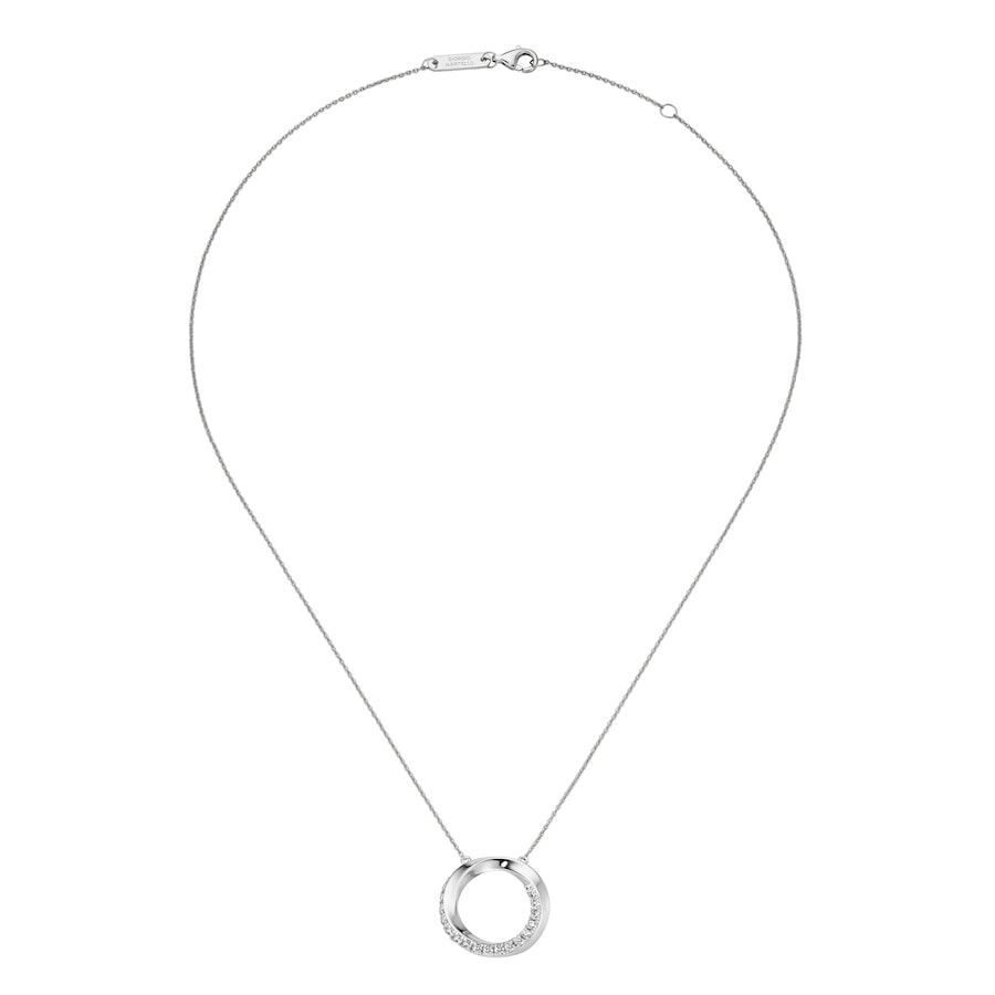 Giorgio Martello Milano Collier Mittelteil rund, gedreht, mit weißen Zirkonia, Silber 925