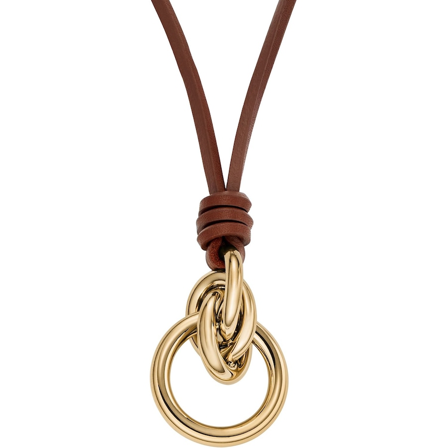 Skagen Kette Edelstahl, Leder One Size Damen