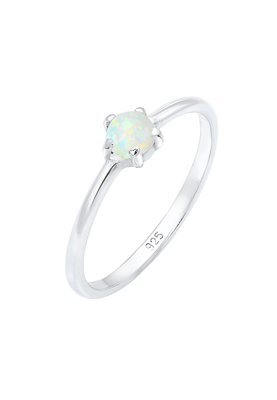 Elli Basic Trend Bandring Synthetischer Opal 925 Silber 56 Damen