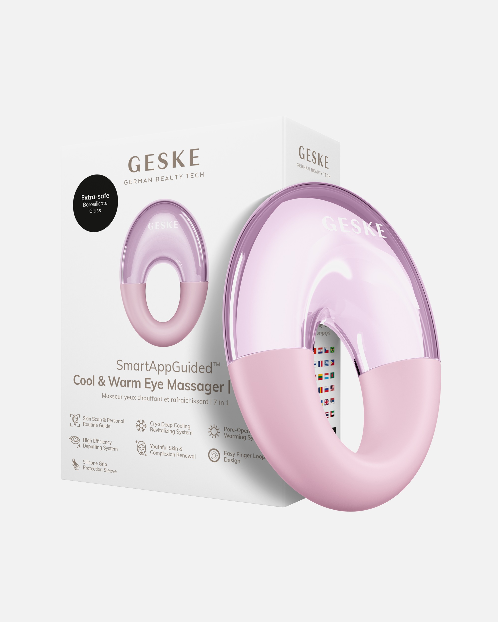 Elektrisches Gesichtsmassagegerät für Unisex GESKE GESKE SmartAppGuided™ Cool & Warm Eye Massager | 7 in 1 | Massagegerät Pink