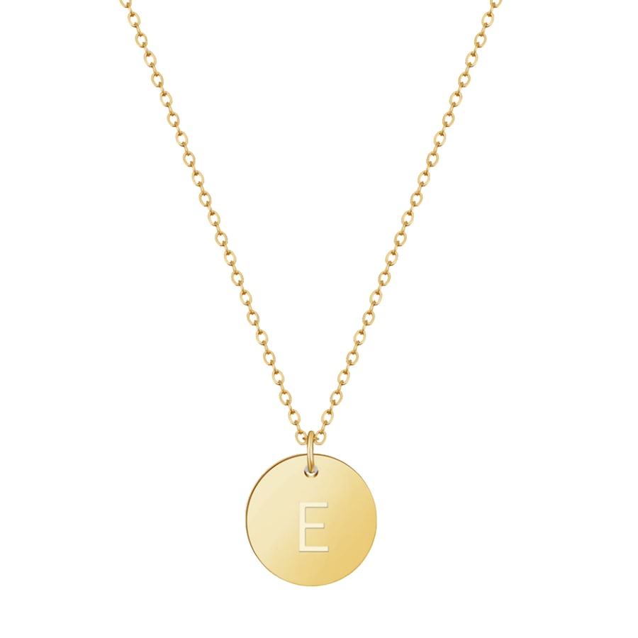 GOOD.designs Namenskette 18 K vergoldet mit Buchstaben-Coin E Onesize Damen