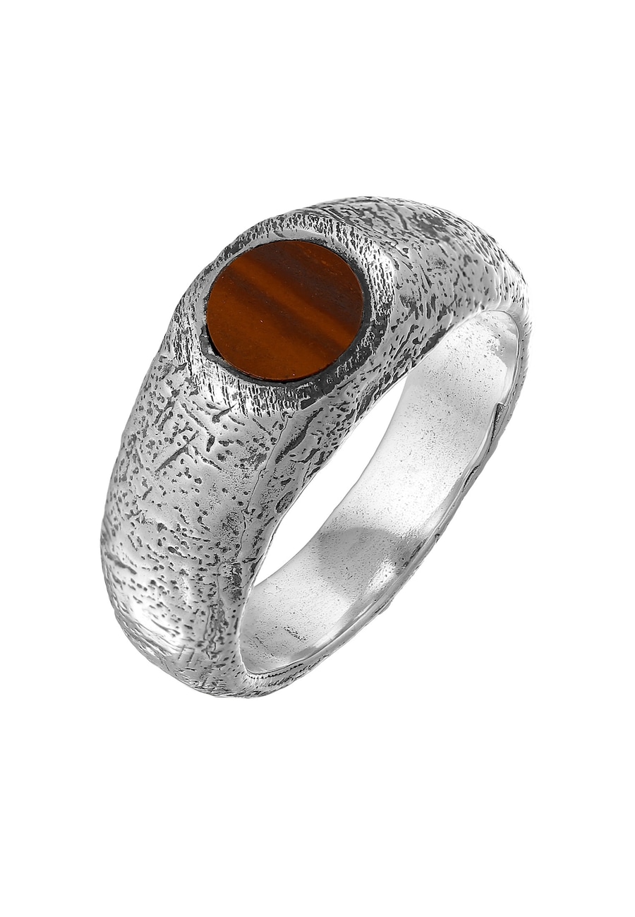 Haze & Glory Siegelring Brauner Jaspis 925er Silberring 60 Herren