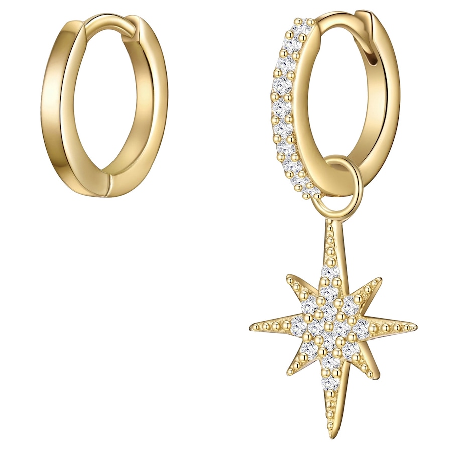 Glanzstücke München Creolen Stern Sterling Silber Zirkonia in Gelbgold 21,5 mm Damen