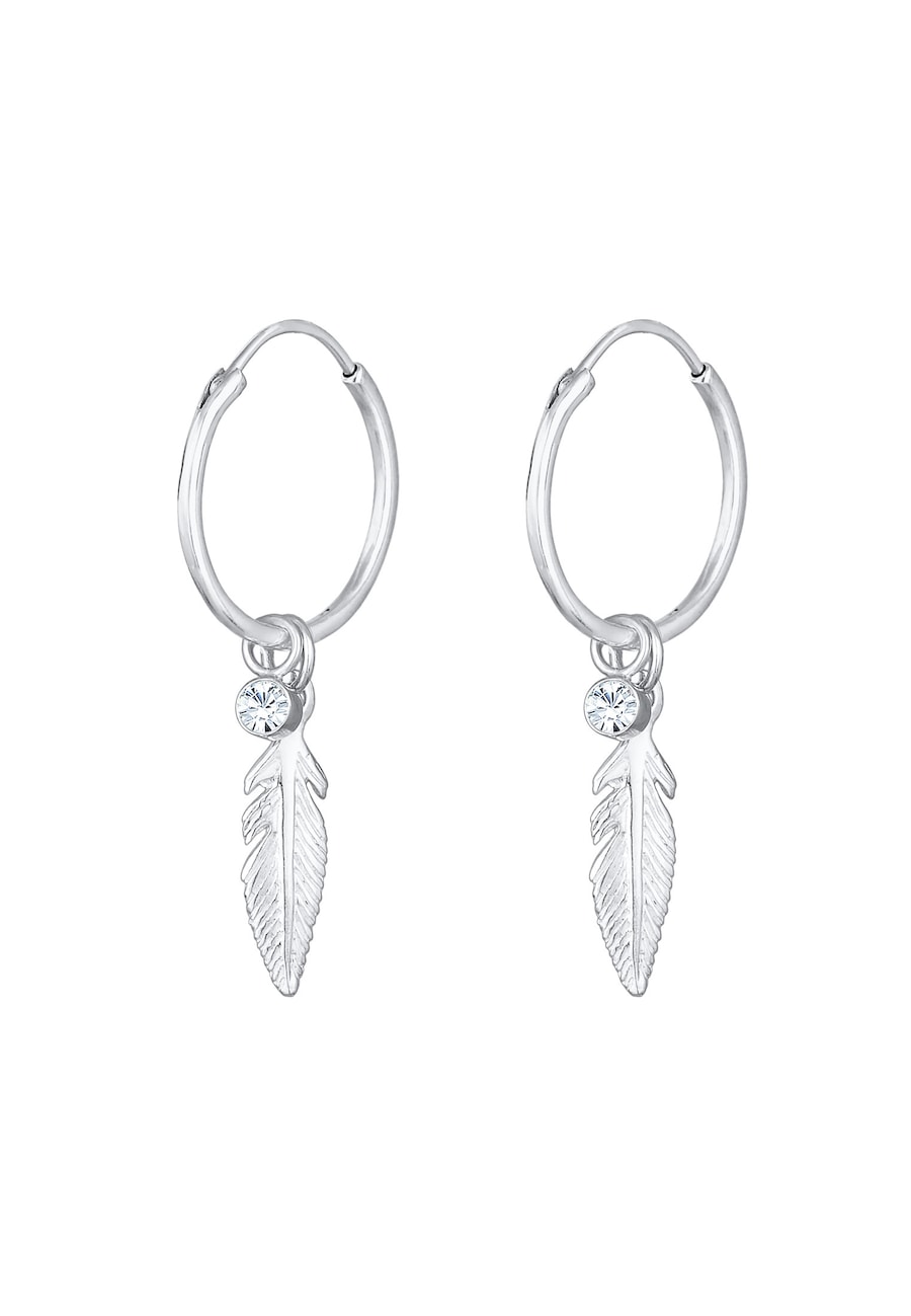 Elli Ohrringe Creole Feder 925 Silber, mit Kristallen von Swarovski silberfarben Damen