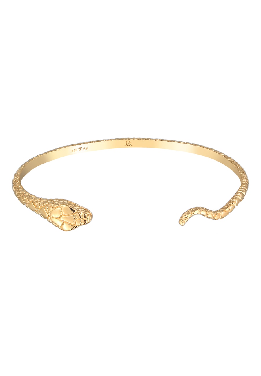 Elli PREMIUM Armband Armreif Offen Schlangen Motiv 925 Silber vergoldet goldfarben Damen