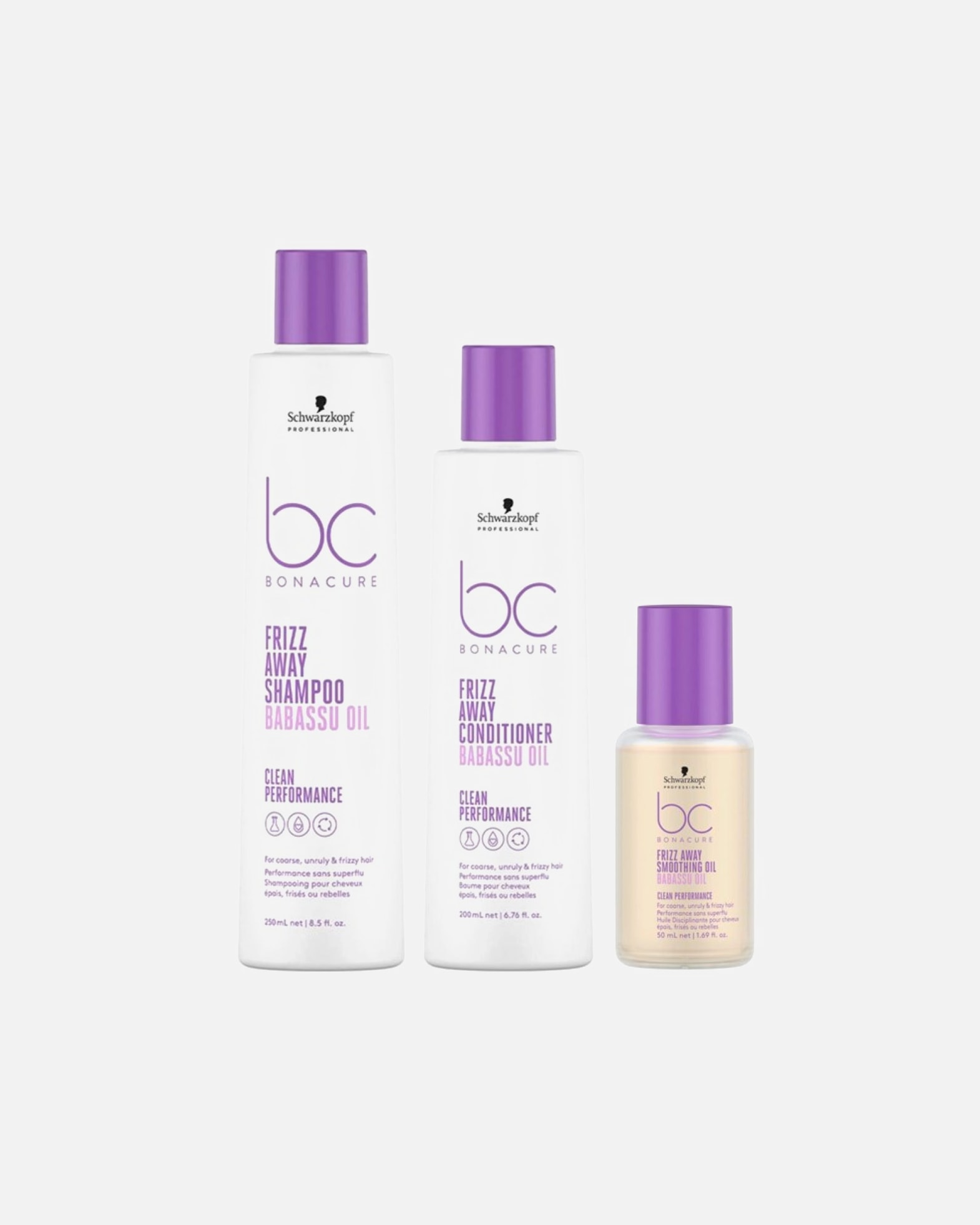 Haarpflegeset für Weiblich Schwarzkopf Professional BC Frizz Away Bundle Smoothing Oil (Shampoo + Conditioner + Smoothing Oil) 1 Stück