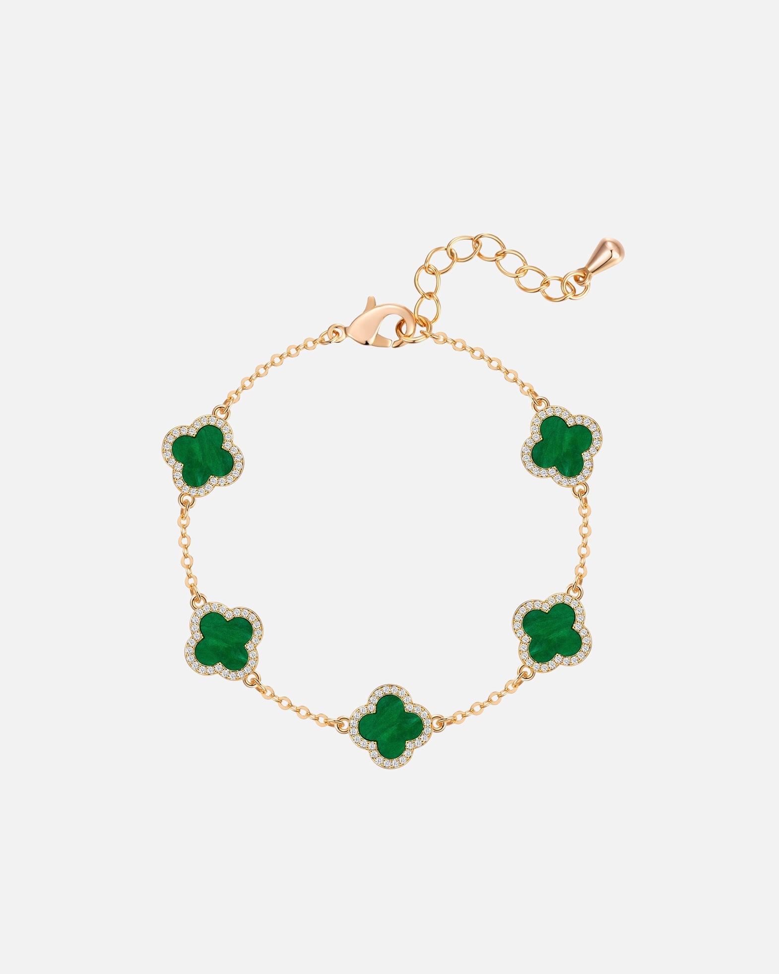 Armband für Weiblich Lulu & Jane Armband Kleeblatt aus Messing mit Zirkonia 16,5 cm Basislänge + 3,0 cm Verlängerung