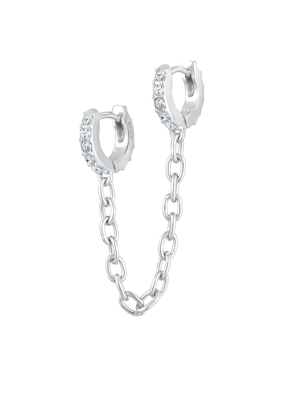 Elli Duo Creolen Trend 925 Silber, mit Kristallen von Swarovski silberfarben Damen