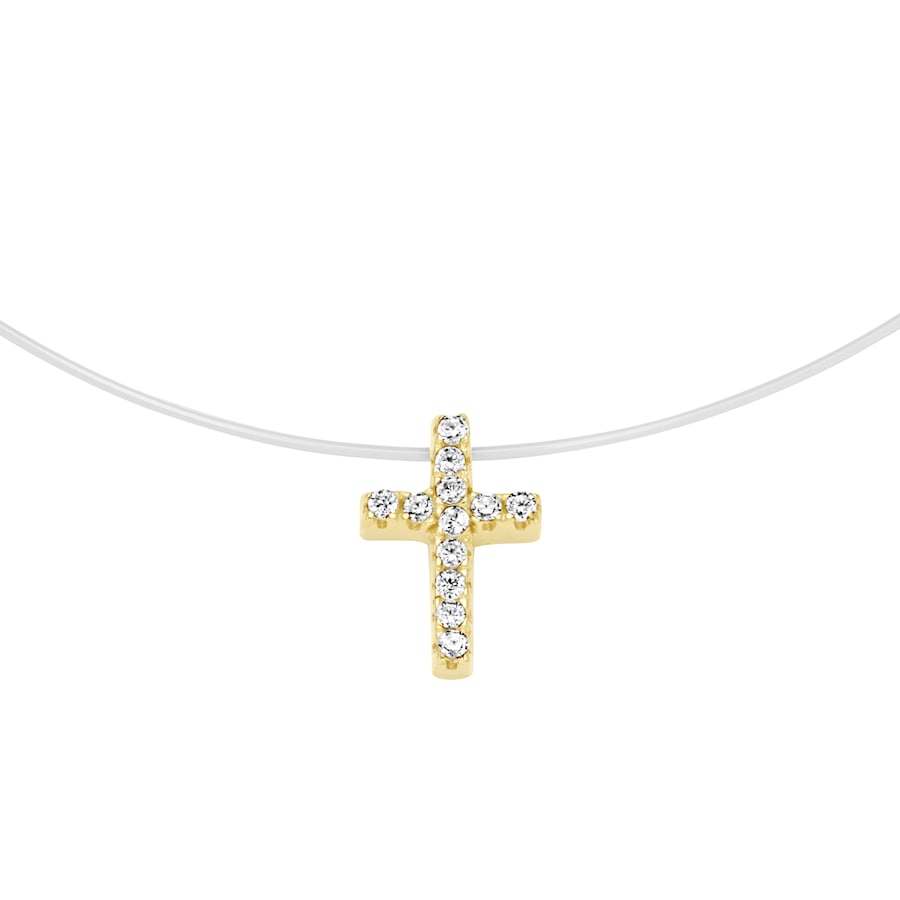 Smart Jewel Collier Anhänger Kreuz, Silber 925 Gold