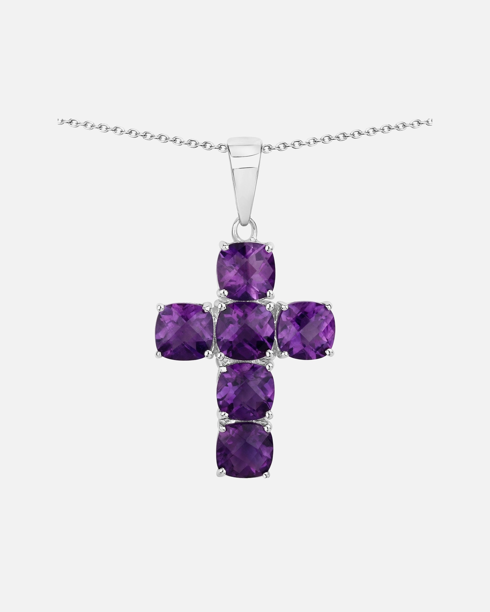 Halskette für Weiblich Rafaela Donata Kette Kreuz Sterling Silber Amethyst in Silber Purple