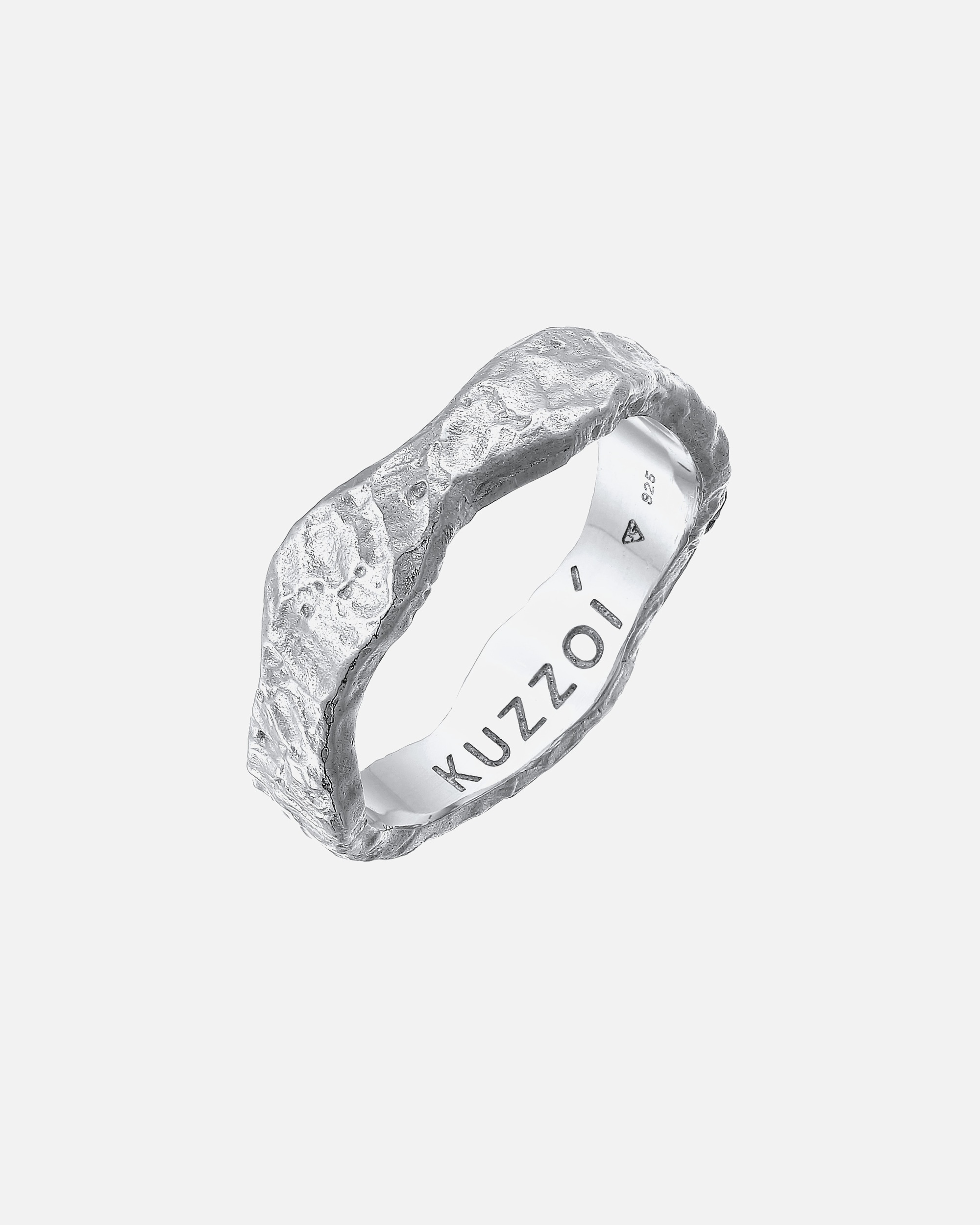 Ring für Männlich KUZZOI Herren Bandring Organic Struktur 925 Silber 64
