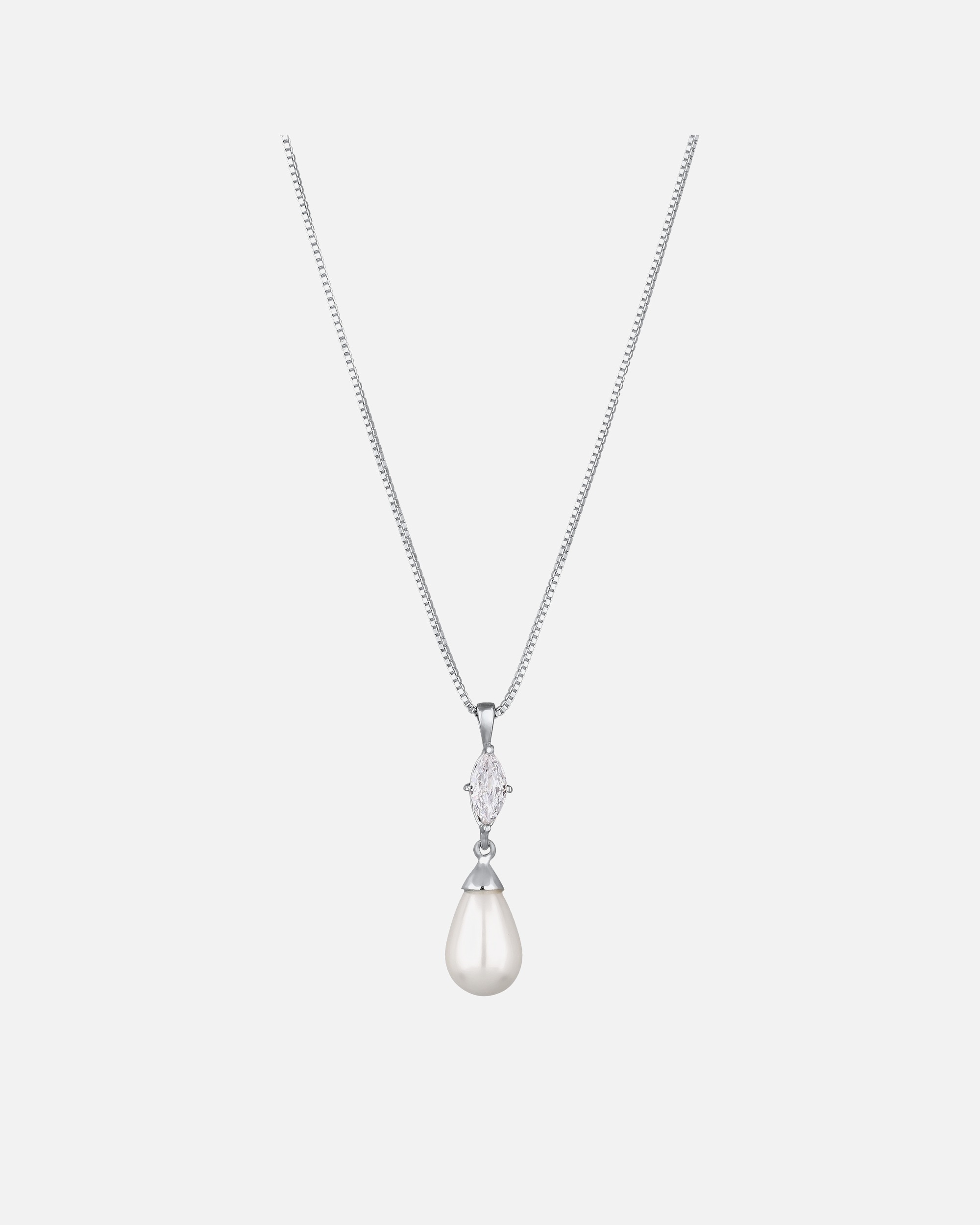 Halskette für Weiblich Elli Muschelkernperle Tropfen Zirkonia Weiß 925 Sterling Silber 45