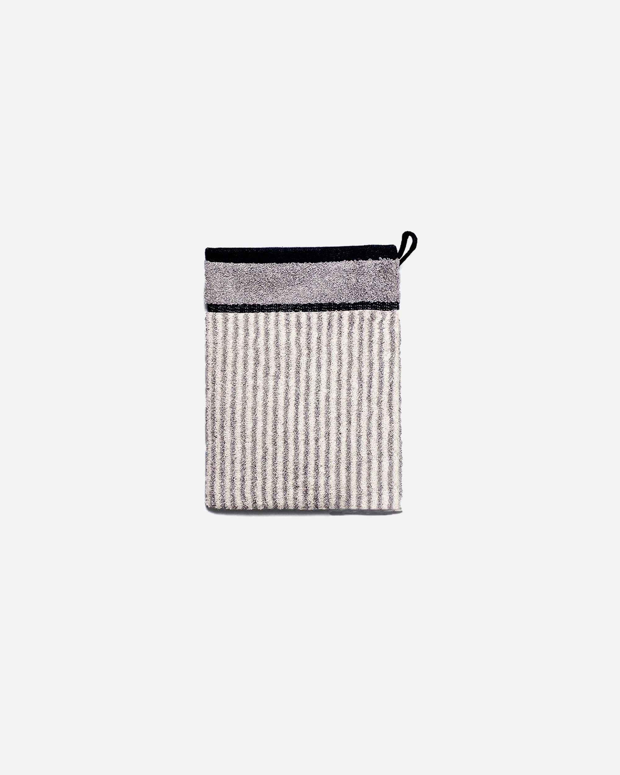 Bad-Accessoire für Unisex grace grand spa Waschhandschuhe Classic mit Streifen-Muster grau