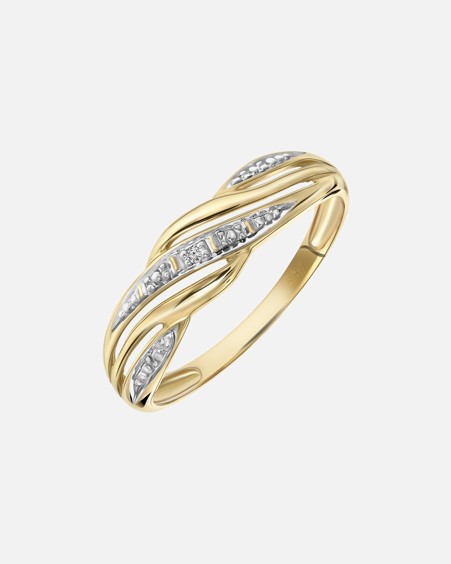 Ring für Weiblich Lucardi Ringe 585 Gold - silbern-goldfarbig 60mm