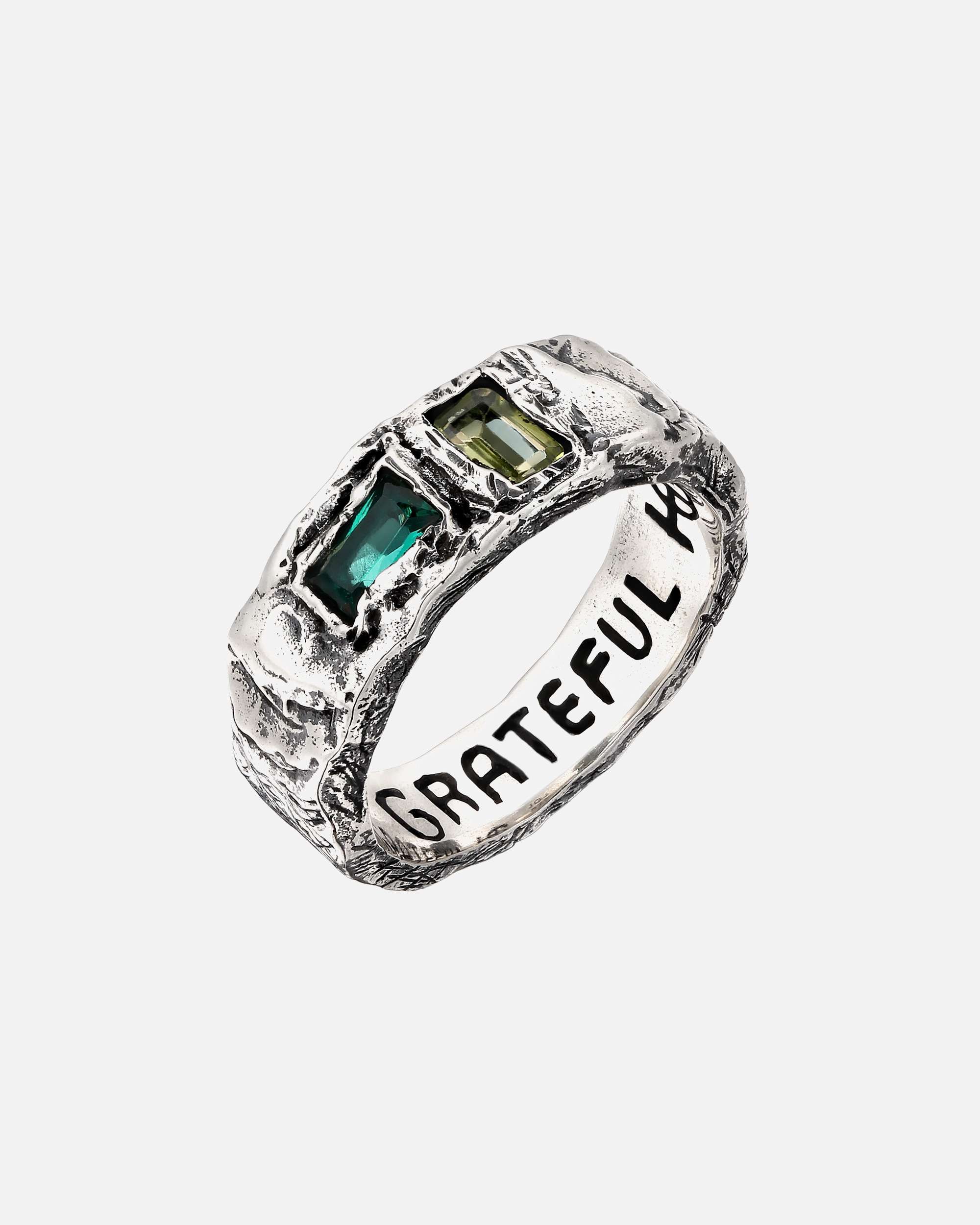 Ring für Unisex Haze & Glory Default Brand Line Emerald Synthetisch Smaragdgrün 925 Sterling Silber 62