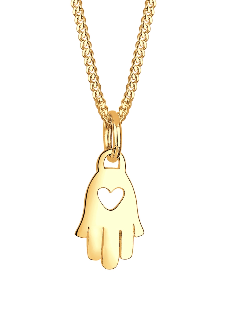 Elli PREMIUM Hamsa Hand Herz Symbol Talisman 585 Gelbgold 45 Damen