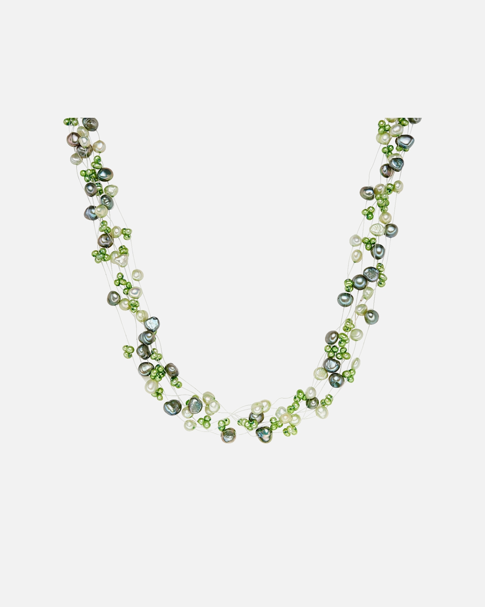 Halskette für Weiblich Valero Pearls Kette Süßwasser-Zuchtperlen braun hellbraun weiß 43,0 cm Basiskette + 5,0 cm Verlängerung