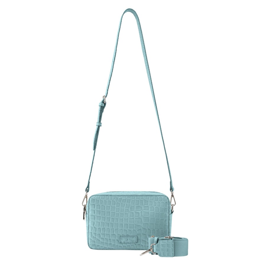 Seidenfelt Nesna Umhängetasche croco print ice blue Petrol Damen