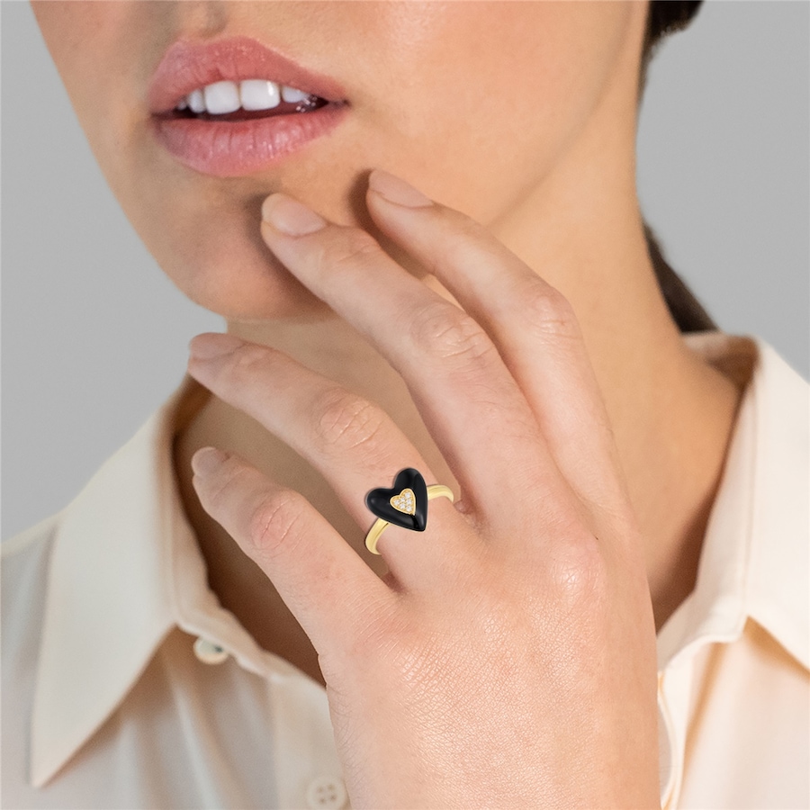 Glanzstücke München Ring Herz Sterling Silber Zirkonia in Gelbgold 50 Damen