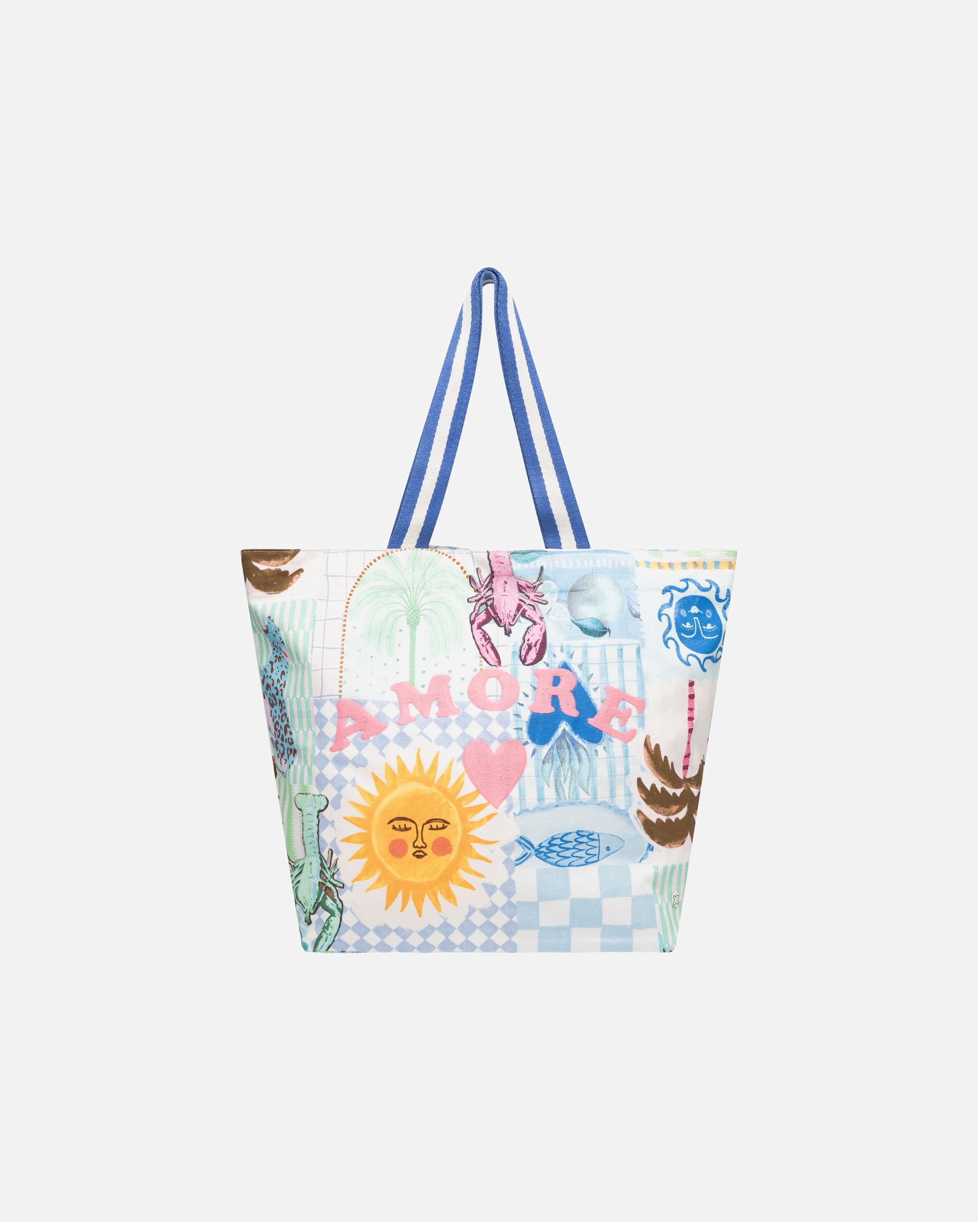 Shopper für Weiblich Codello Shopper aus Canvas mit Mustermix und AMORE-Stickerei Onesize