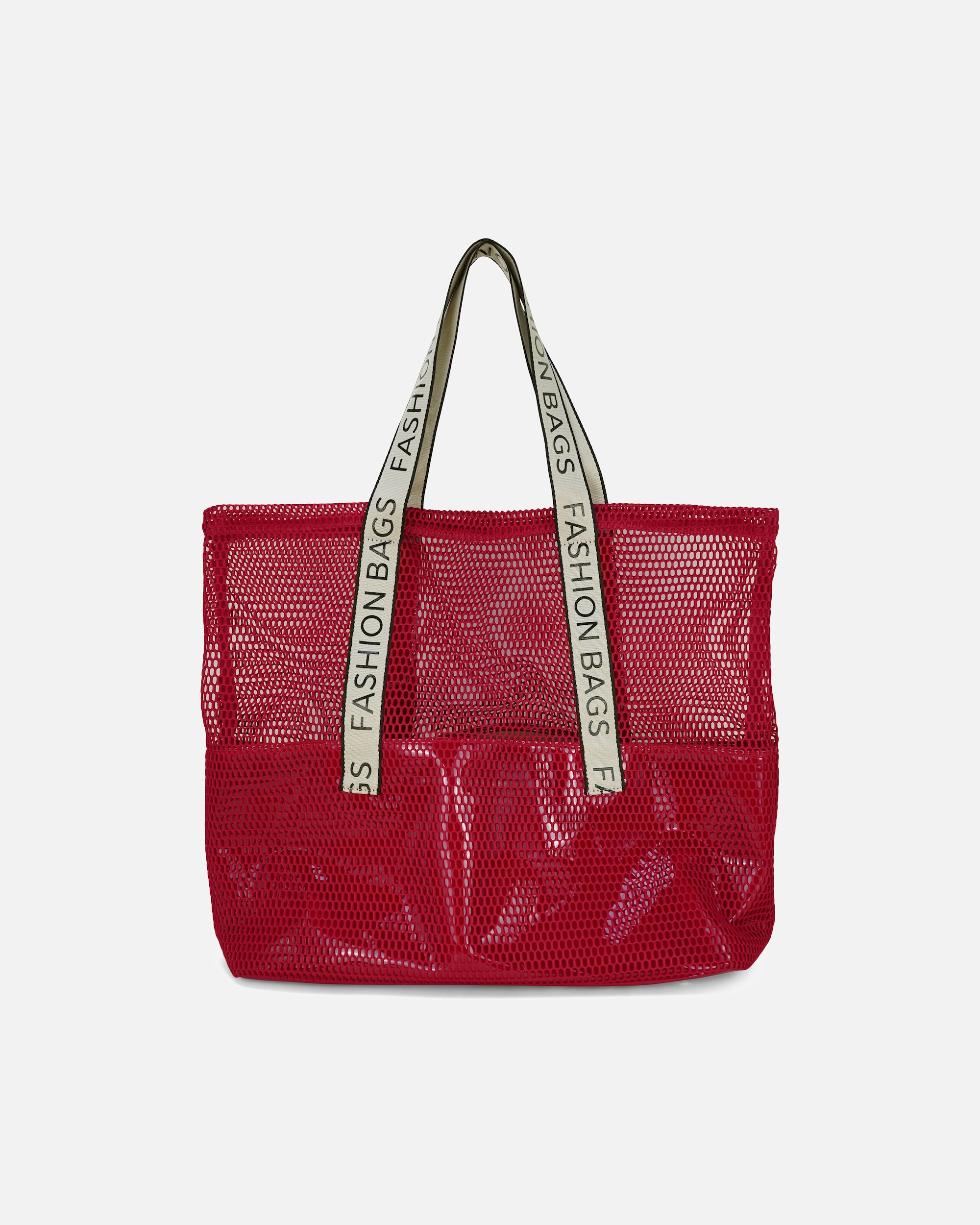 Tasche für Unisex HARPA Shopper ABBY in Netzstruktur mit Kulturbeutel rot