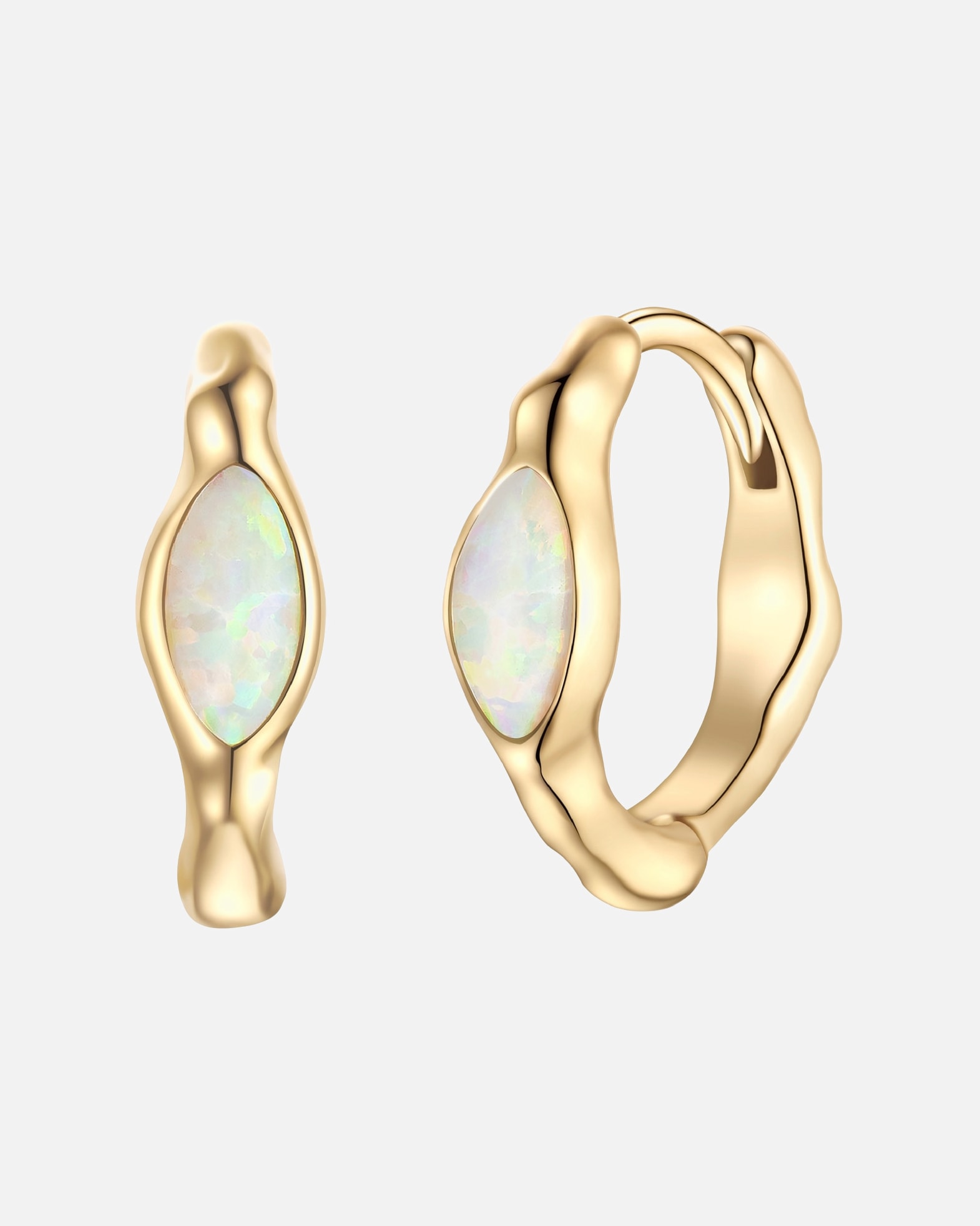 Creolen für Weiblich Glanzstücke München Creolen aus Sterling Silber in gelbgold mit Opal 11,2 mm