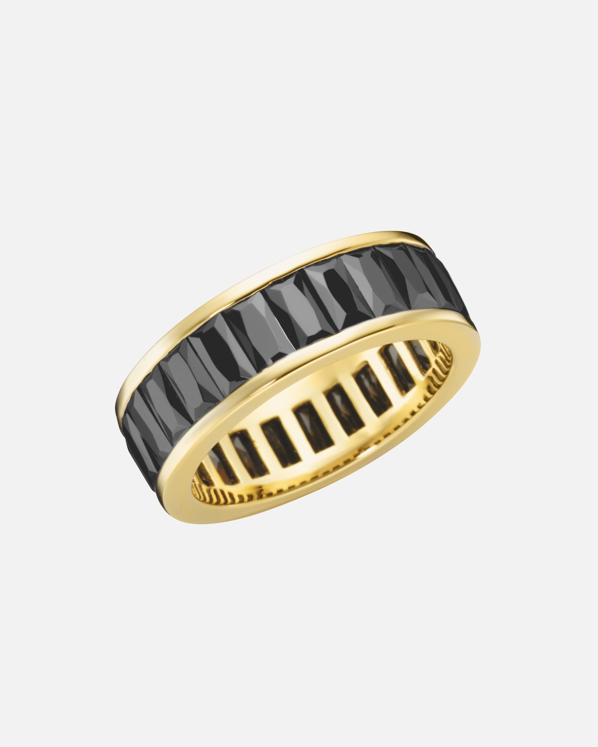 Ring für Weiblich Giorgio Martello Milano Ring mit schwarzen Zirkonia, gelb vergoldet, Silber 925 56