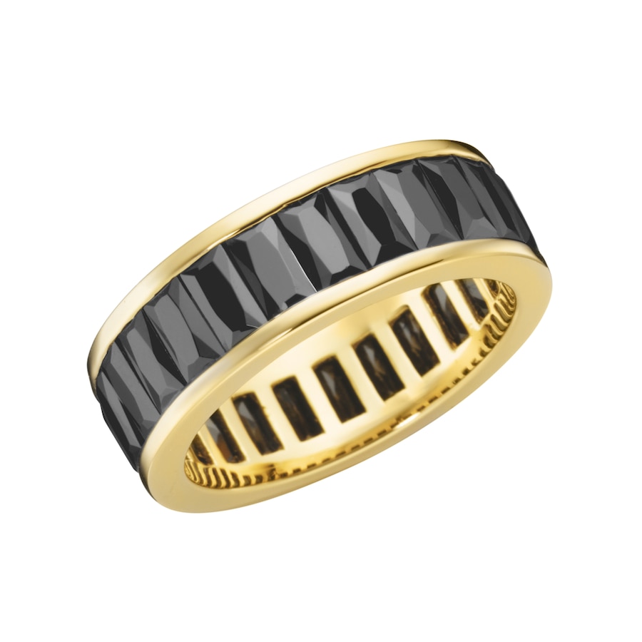 Giorgio Martello Milano Ring mit schwarzen Zirkonia, gelb vergoldet, Silber 925 54 Hellbraun Damen