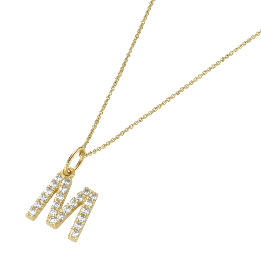 Luigi Merano Kette Anhänger Buchstabe M mit Zirkonia, Gold 375 45 cm Damen