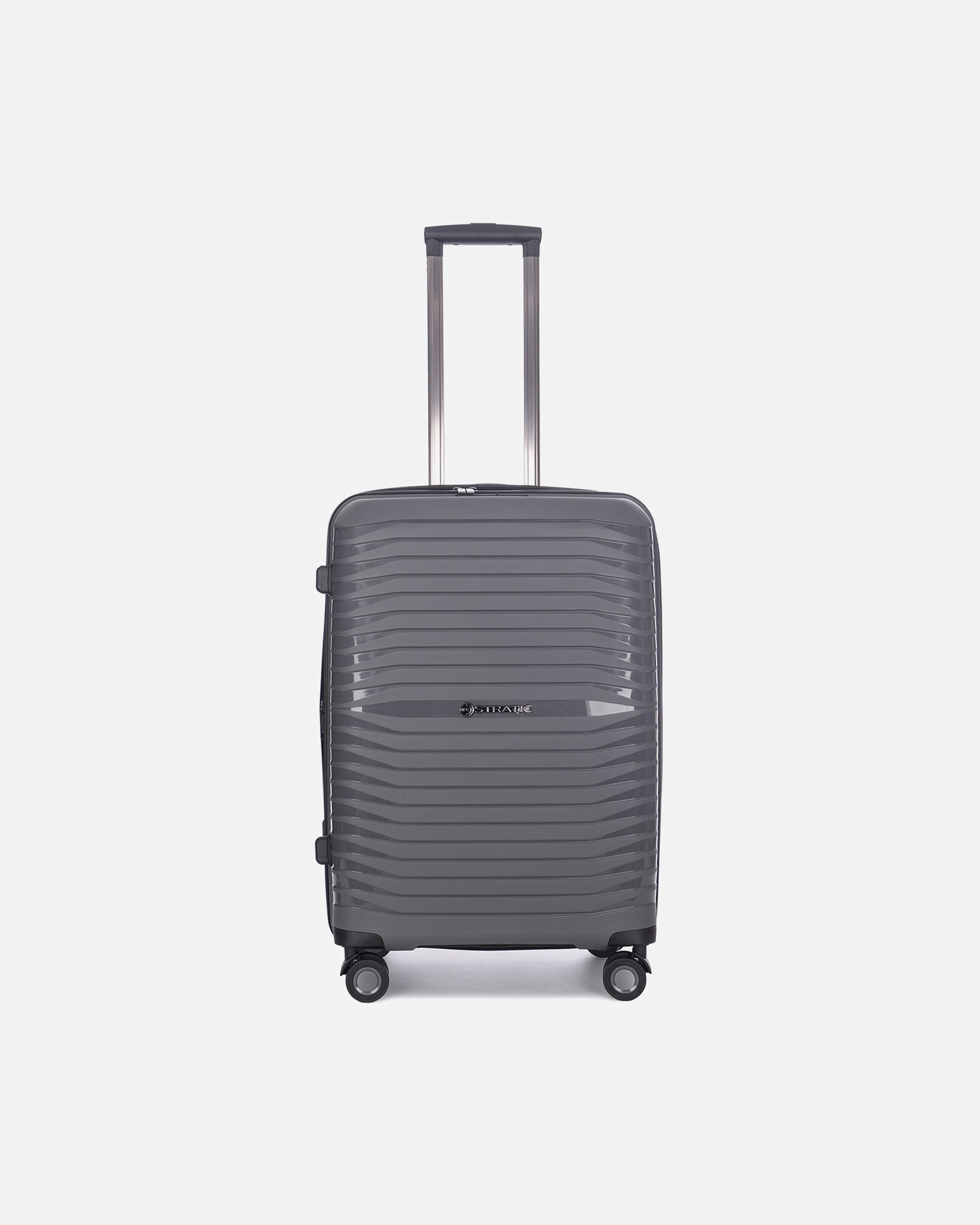 Trolley für Männlich Stratic Bright+ 4 Rollen Trolley M 66 cm mit Dehnfalte grey