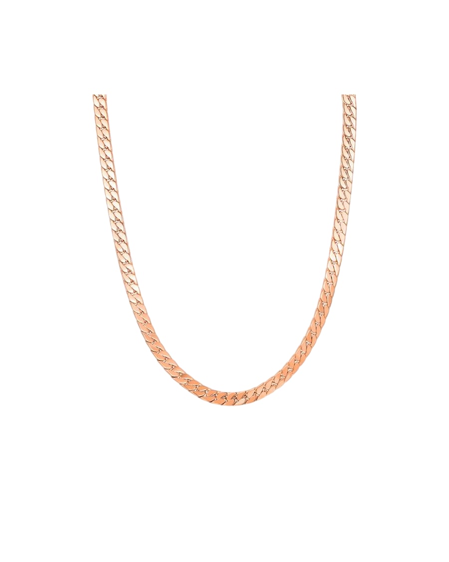 Hey Happiness Breite Cuban Chain Kette aus Edelstahl Rosegold Nude Herren