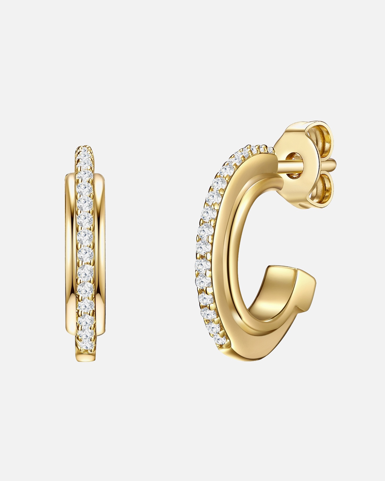 Creolen für Weiblich Lulu & Jane Creolen aus Messing in Gelbgold mit Zirkonia 14,1 mm