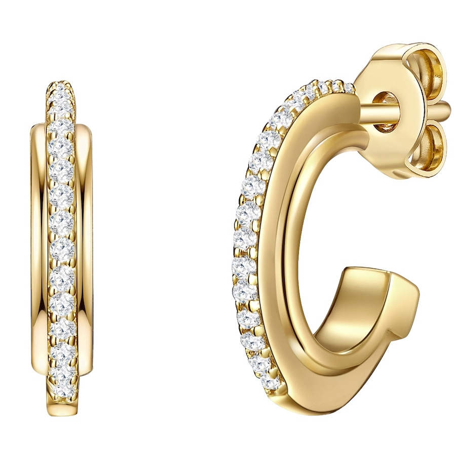 Glanzstücke München Creolen Sterling Silber Zirkonia in Gelbgold 14,1 mm Damen