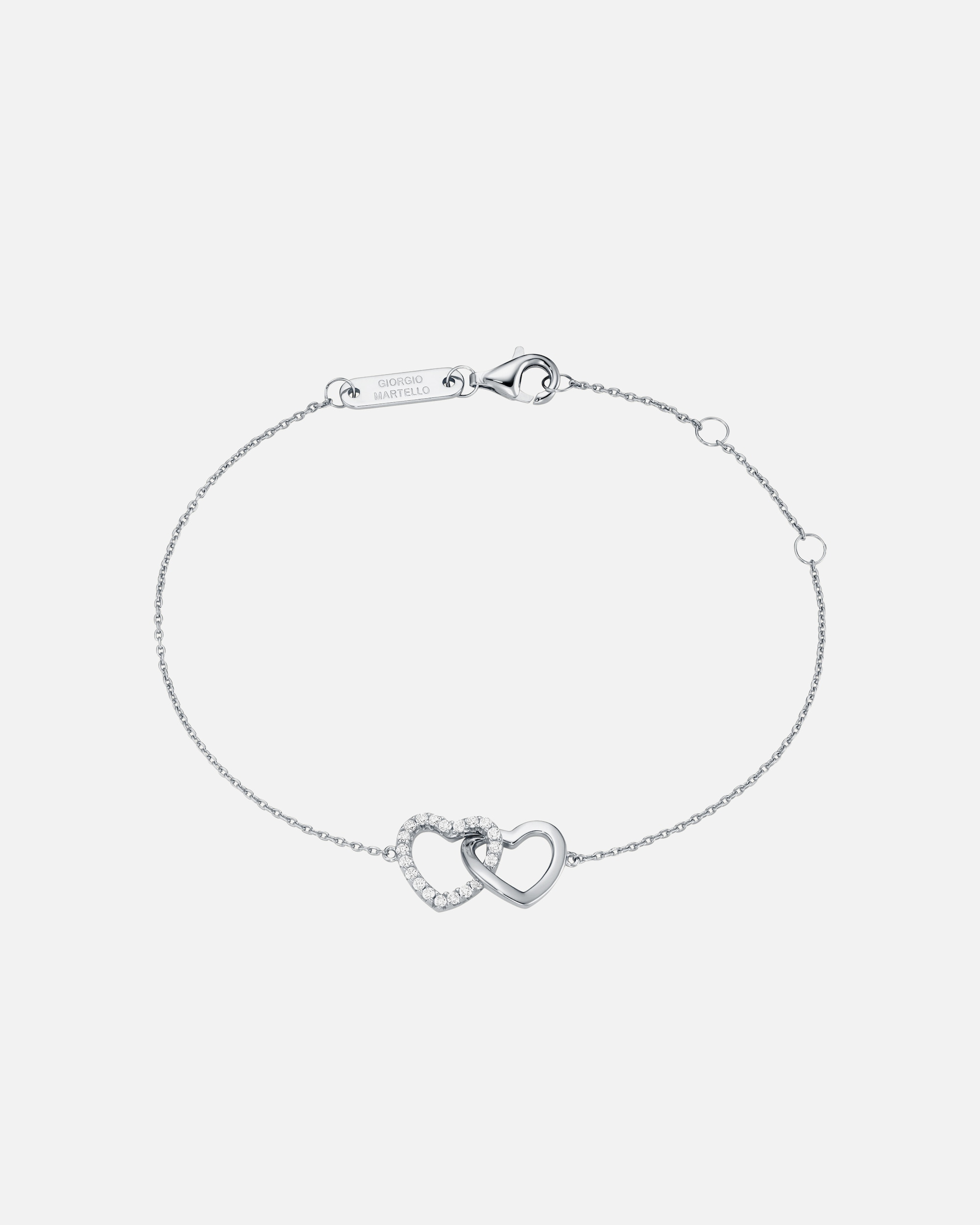 Armband für Unisex Giorgio Martello Milano Armband zwei Herzen, mit weißen Zirkonia, Silber 925 Silber
