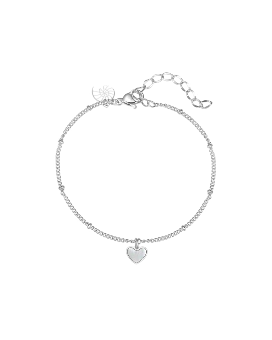 Hey Happiness Herz-Armband aus Edelstahl mit Muscheleinsatz Silber Damen