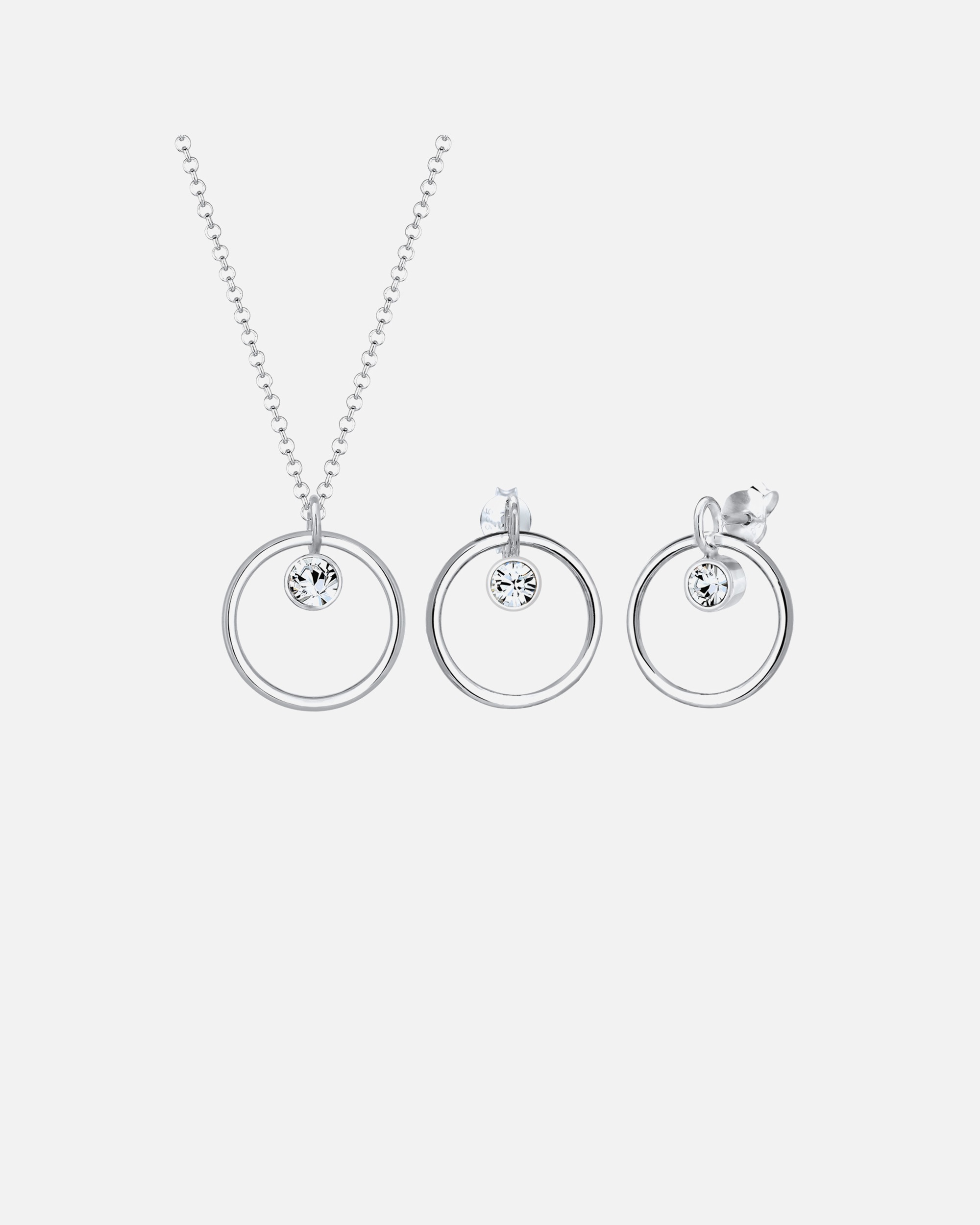 Schmuckset für Weiblich Elli Kreis Geo 925 Silber, mit Kristallen von Swarovski® silberfarben