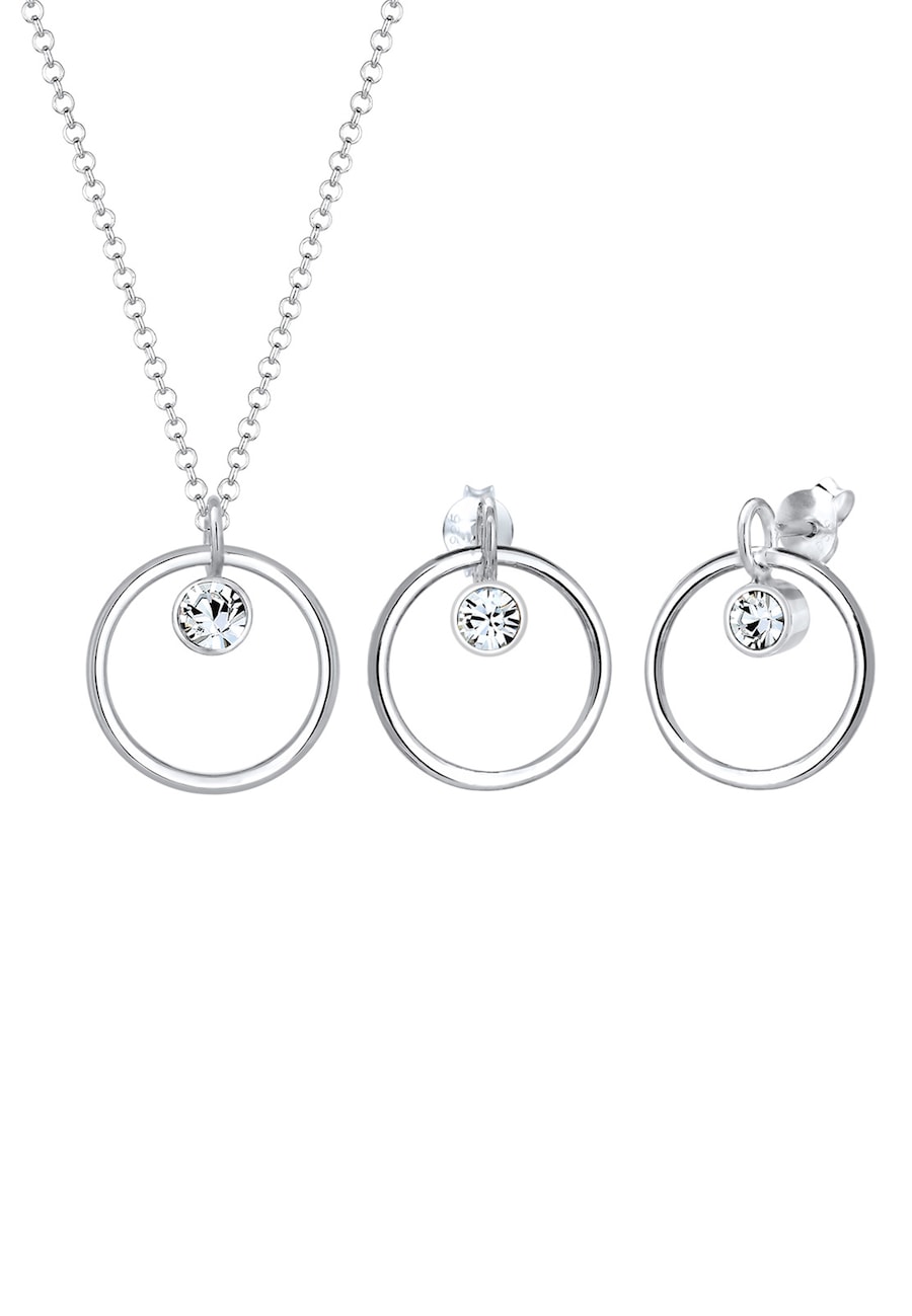 Elli Kreis Geo 925 Silber, mit Kristallen von Swarovski silberfarben Damen