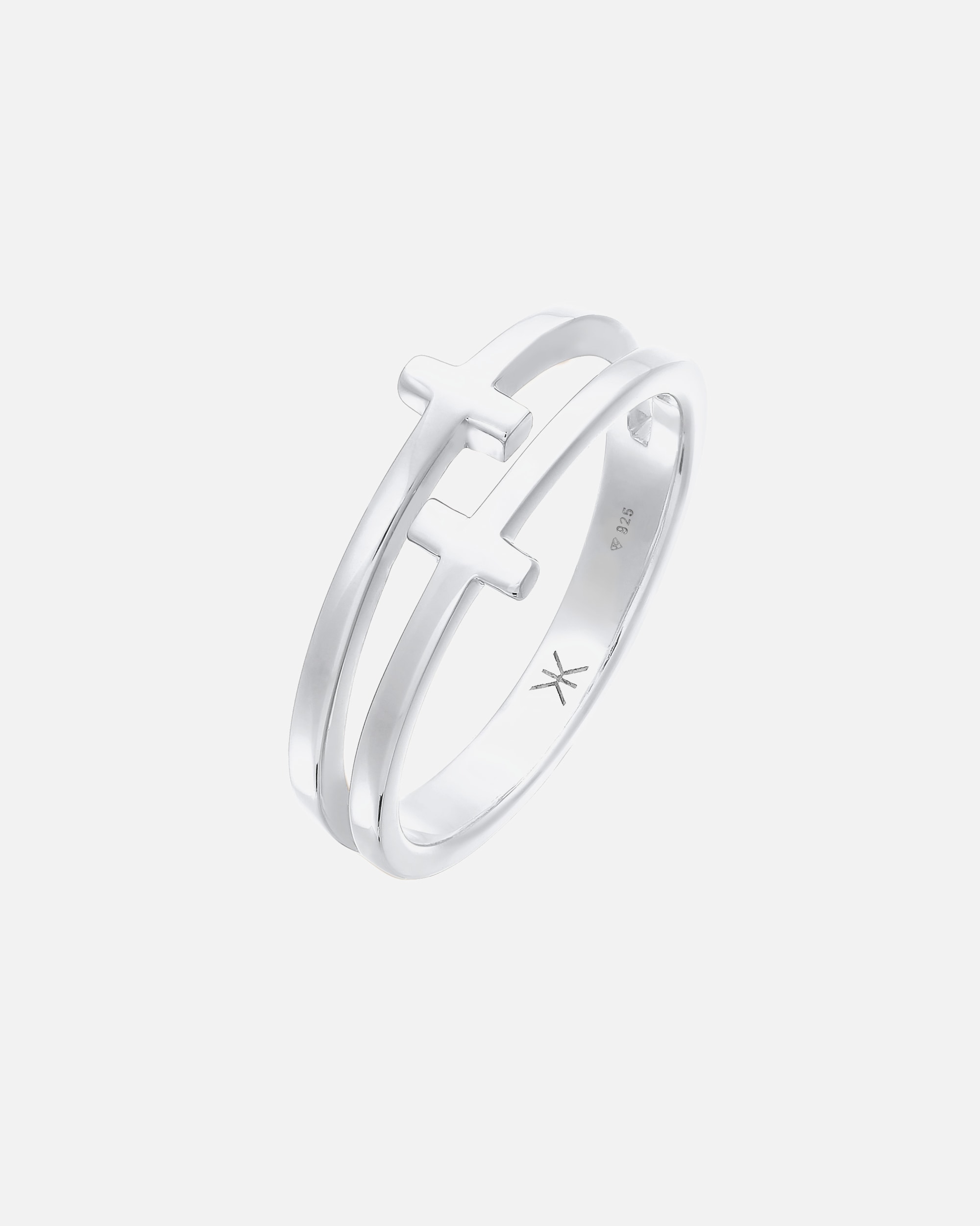 Ring für Männlich KUZZOI Herren Kreuz Double 925 Silber 62