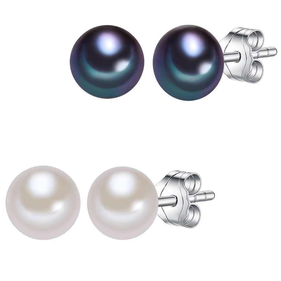 Lulu & Jane Perlen-Ohrstecker Sterling Silber Süßwasser-Zuchtperle in Blue / Silver Damen