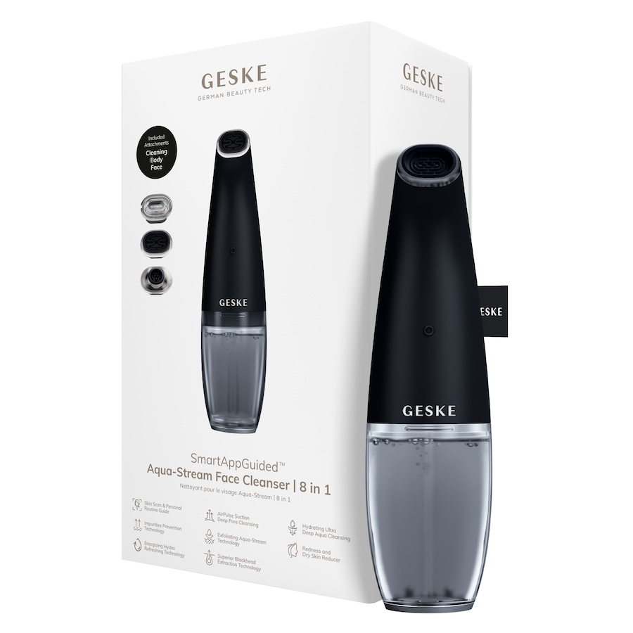 GESKE SmartAppGuided Aqua-Stream Face Cleanser | 8 in 1 Black