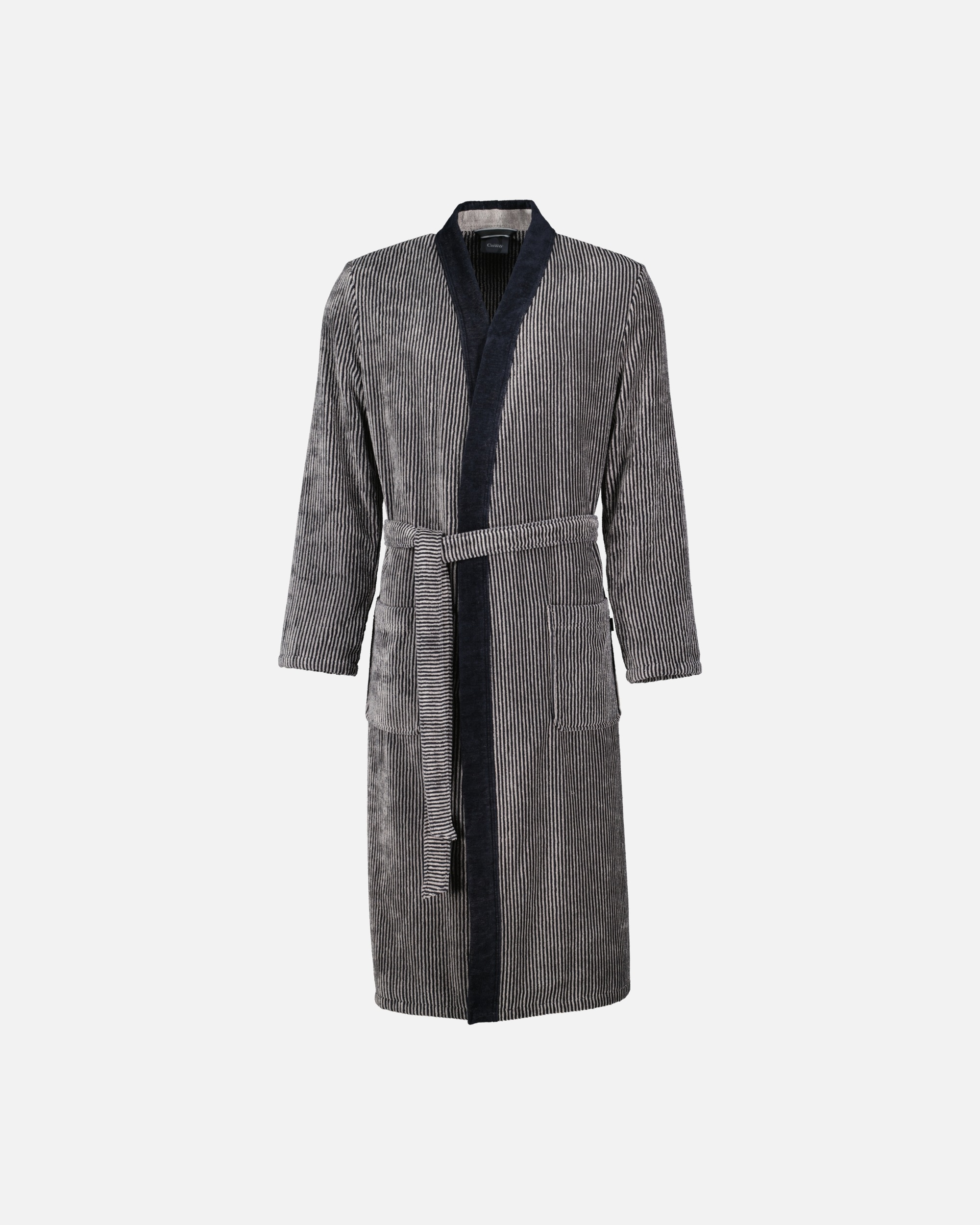 Bademantel für Unisex Cawö Cawö Bademäntel Herren Kimono Luxury Home 5840 natur-schwarz - 97 M