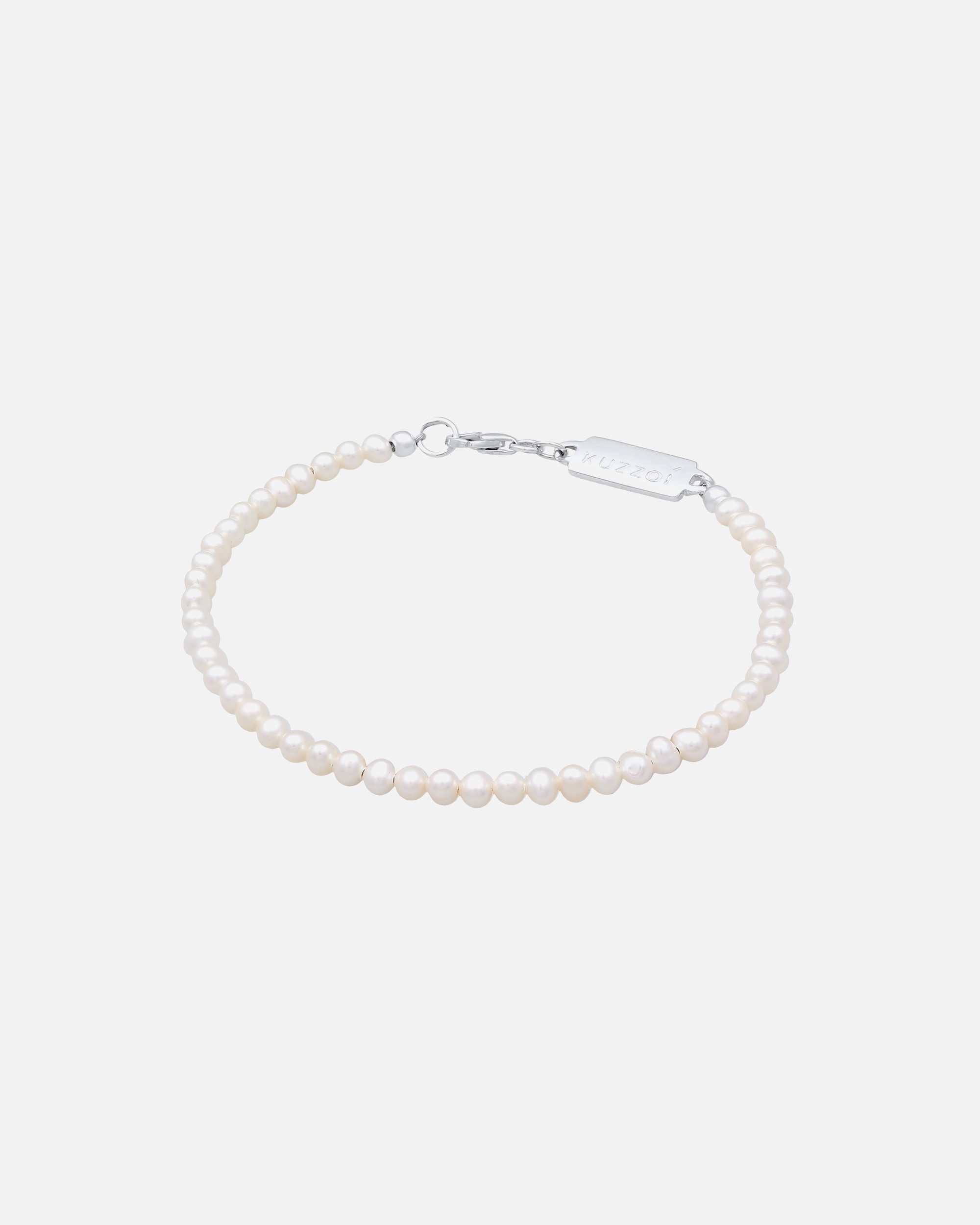 Armband für Männlich KUZZOI Süßwasserperlen Klassisch Schlicht 925 Silber 21