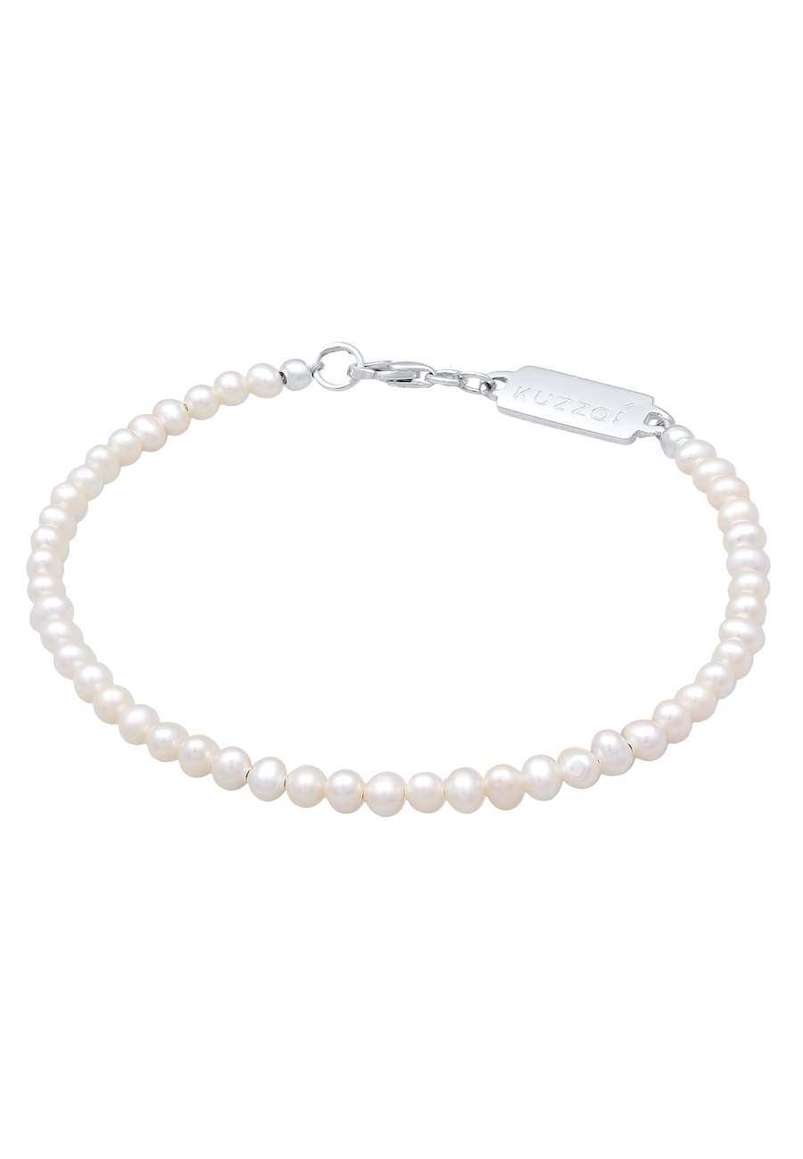 KUZZOI Süßwasserperlen Klassisch Schlicht 925 Silber 21 Herren
